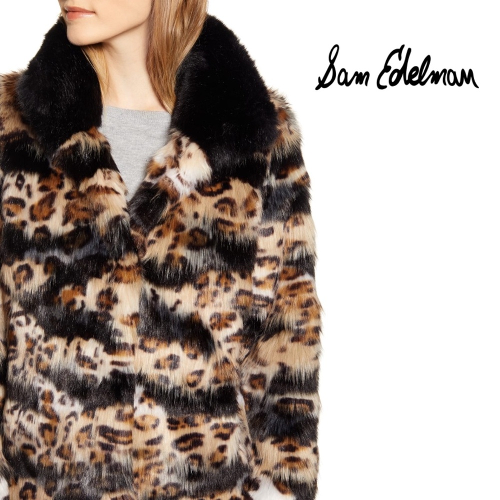 Designer sale! Sam Edelman Mixed Faux Fur Coat